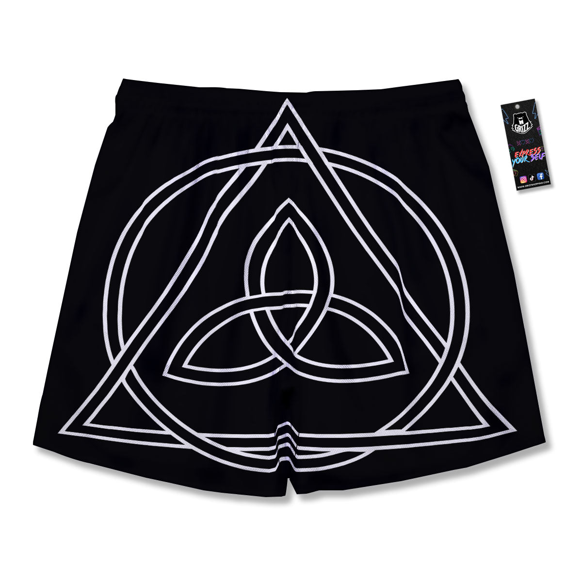 Celtic Knot White And Black Print Men's Running Shorts-grizzshop