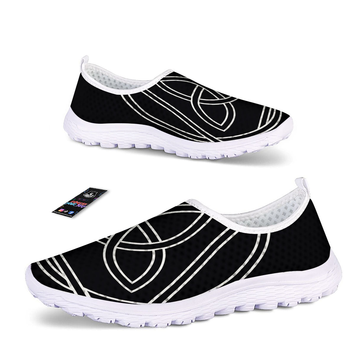 Celtic Knot White And Black Print Nurse Shoes-grizzshop