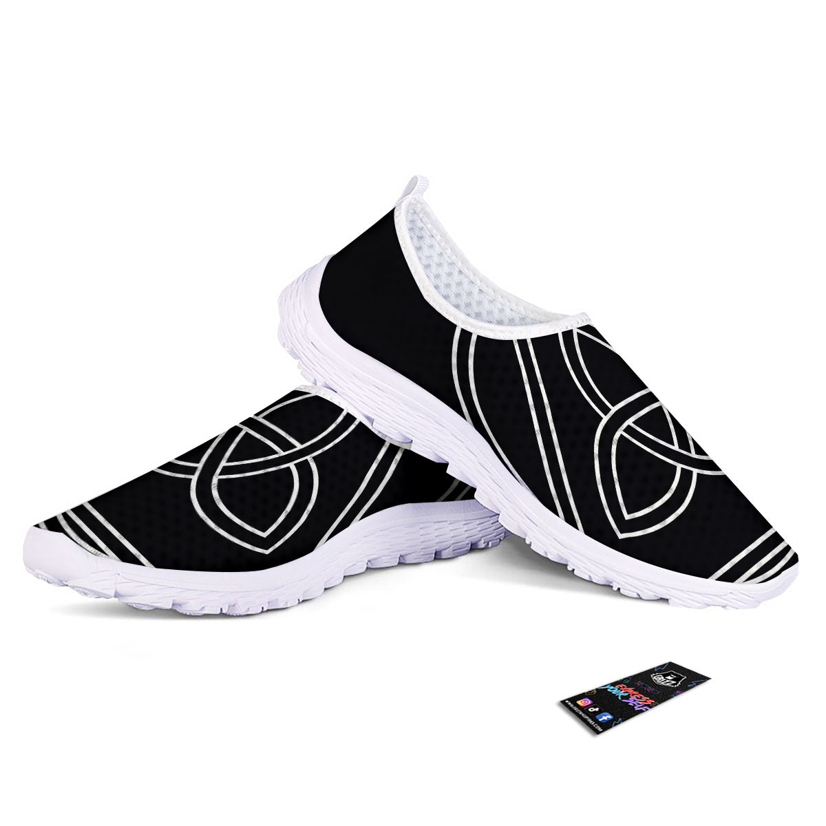 Celtic Knot White And Black Print Nurse Shoes-grizzshop