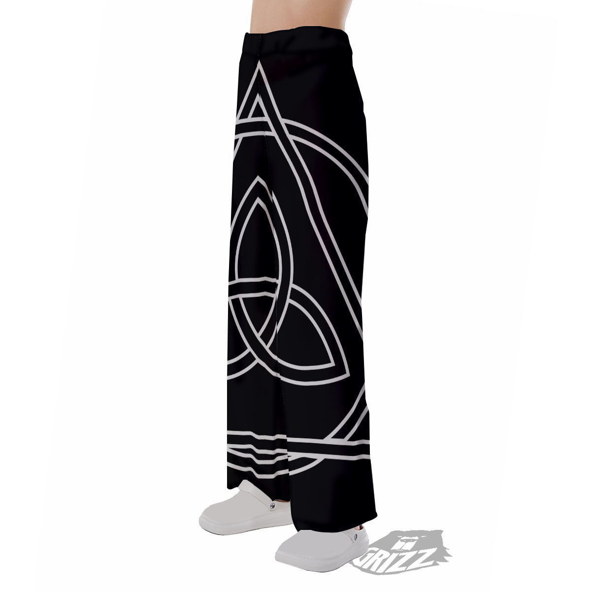 Celtic Knot White And Black Print Pajama Pants-grizzshop