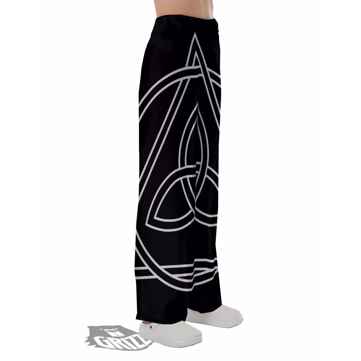 Celtic Knot White And Black Print Pajama Pants-grizzshop