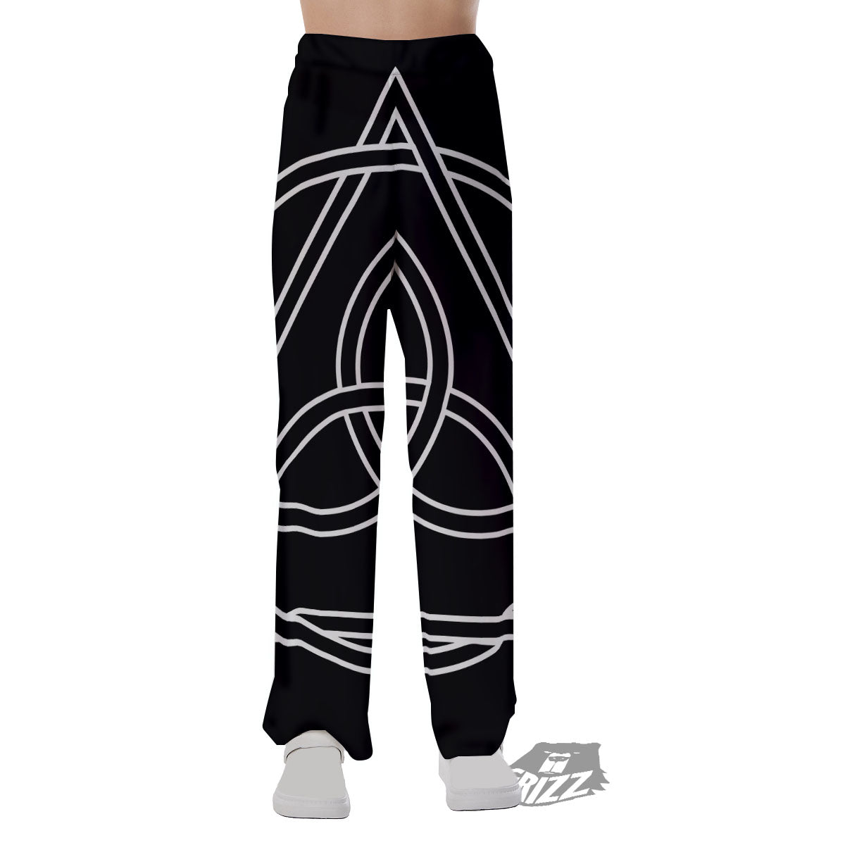 Celtic Knot White And Black Print Pajama Pants-grizzshop