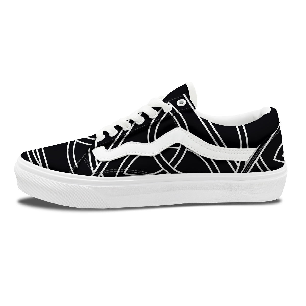 Celtic Knot White And Black Print Skate Shoes-grizzshop