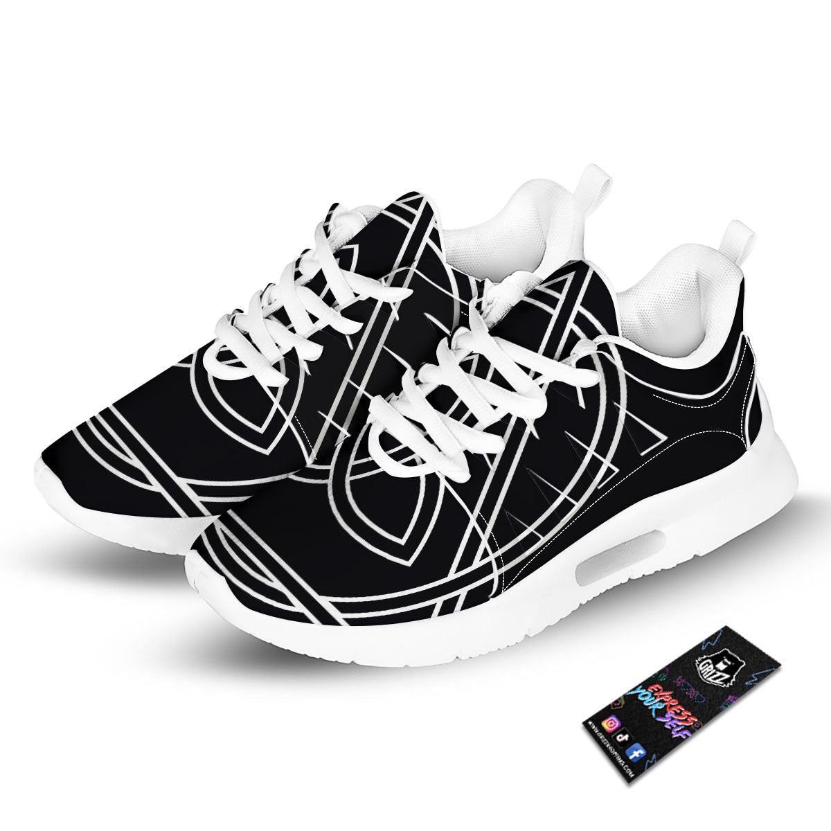 Celtic Knot White And Black Print Tennis Shoes-grizzshop