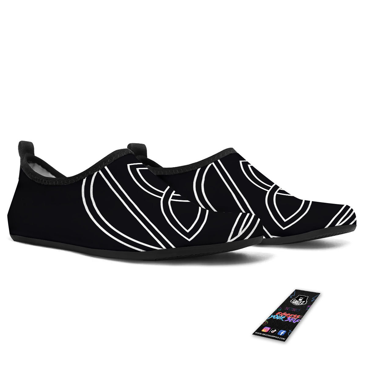 Celtic Knot White And Black Print Water Shoes-grizzshop
