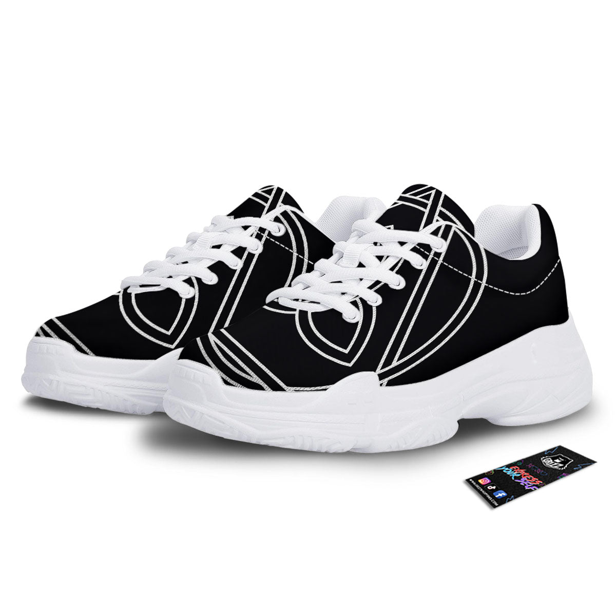 Celtic Knot White And Black Print White Chunky Shoes-grizzshop