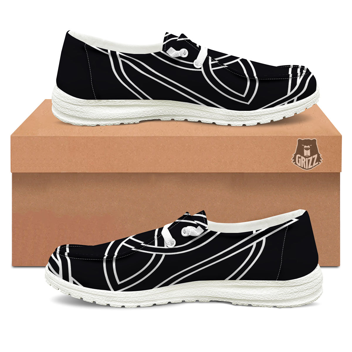 Celtic Knot White And Black Print White Loafers-grizzshop