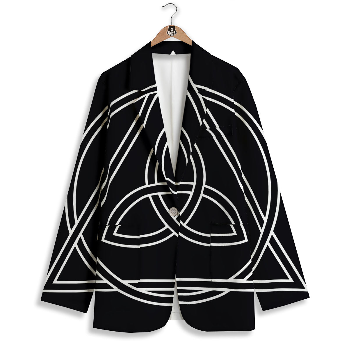 Celtic Knot White And Black Print Women's Blazer-grizzshop