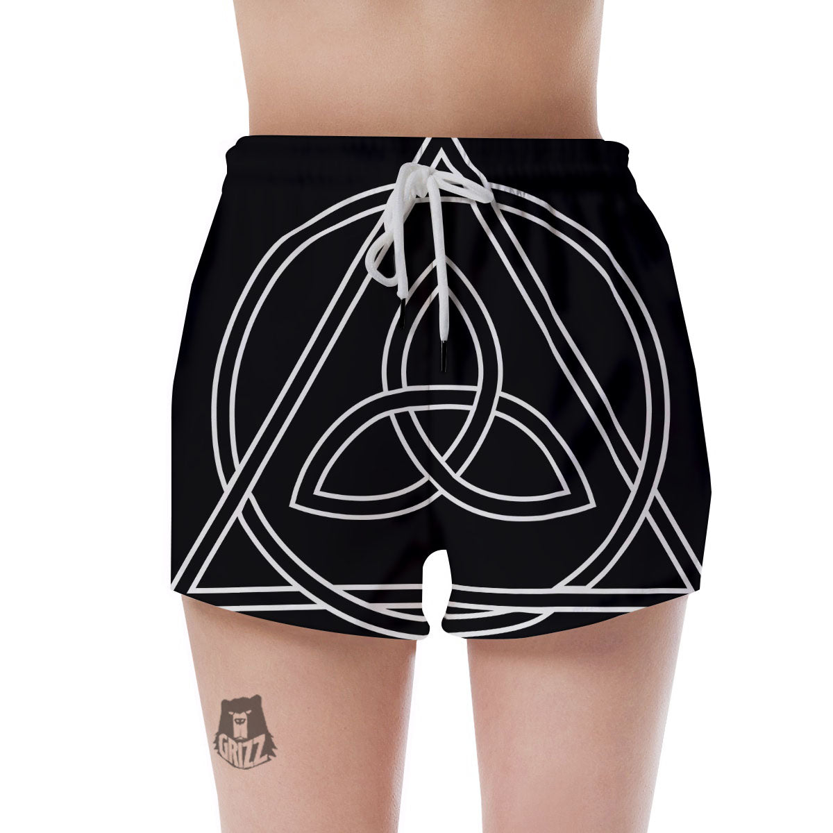Celtic Knot White And Black Print Women's Shorts-grizzshop