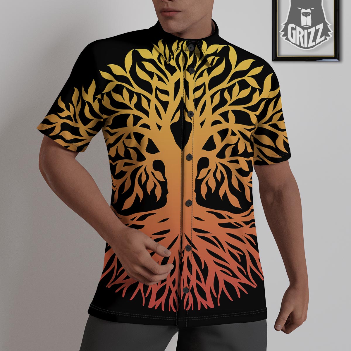 Celtic Symbol Tree Of Life Print Untucked Shirts-grizzshop