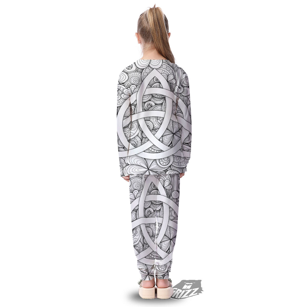 Celtic Trinity Knot White Symbol Print Kid's Pajamas-grizzshop