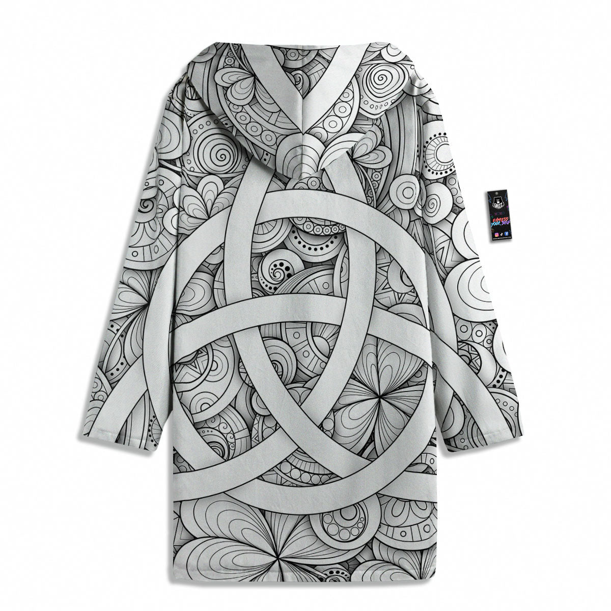 Celtic Trinity Knot White Symbol Print Men's Windbreaker Jacket-grizzshop