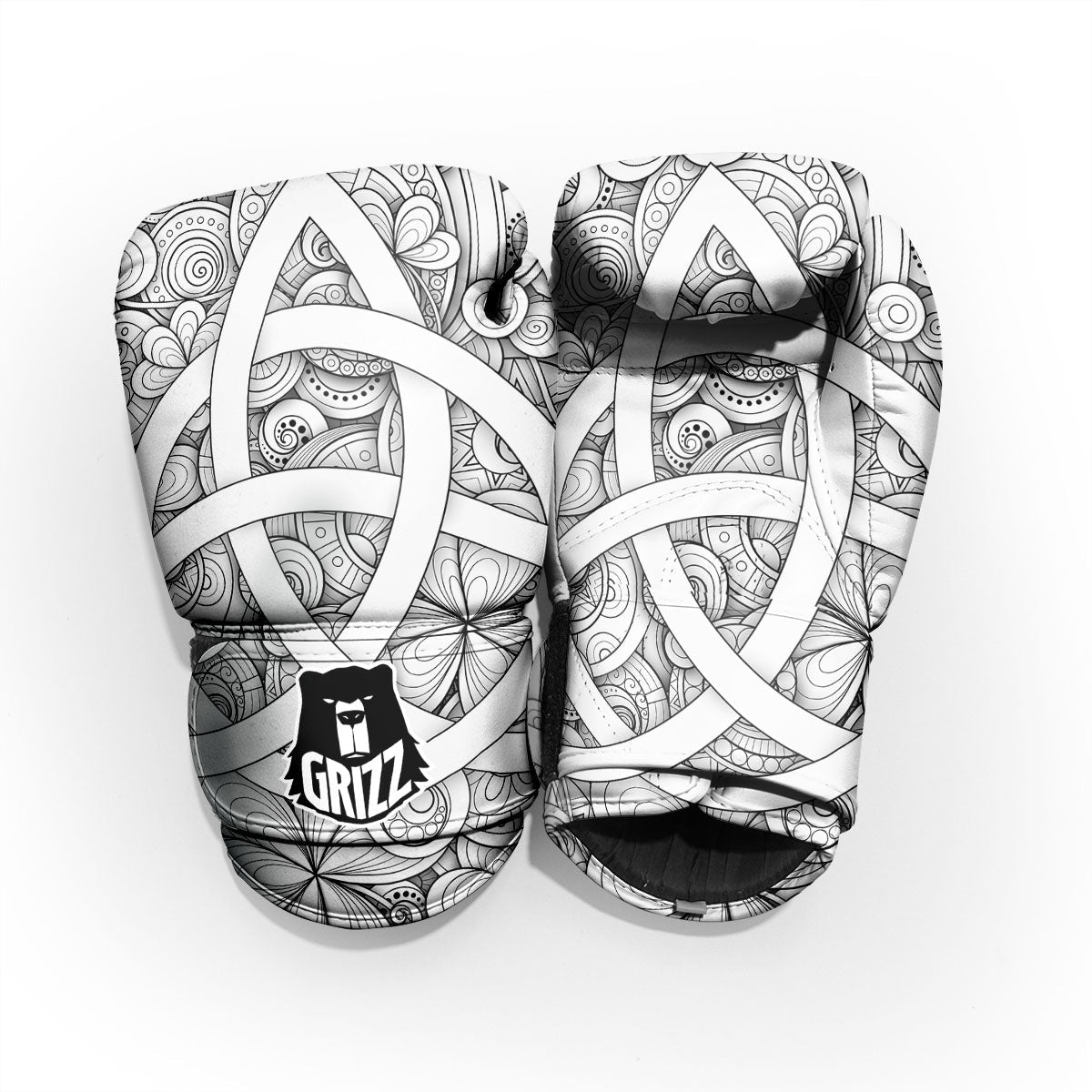 Celtic Trinity Knot White Symbol Print Pro Boxing Glove