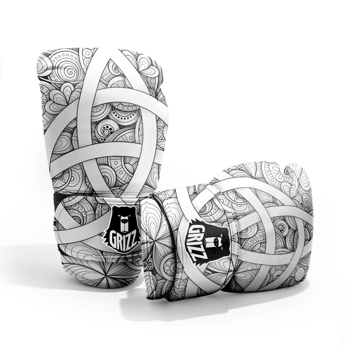 Celtic Trinity Knot White Symbol Print Pro Boxing Glove