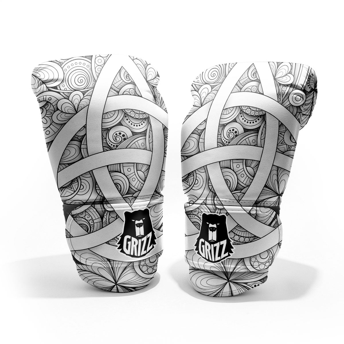 Celtic Trinity Knot White Symbol Print Pro Boxing Glove