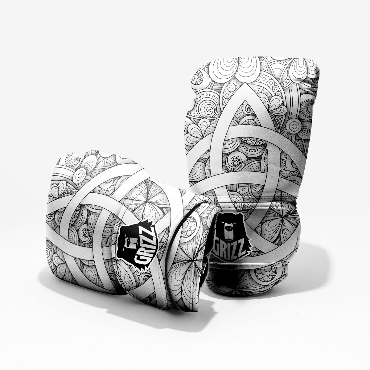 Celtic Trinity Knot White Symbol Print Pro Boxing Glove