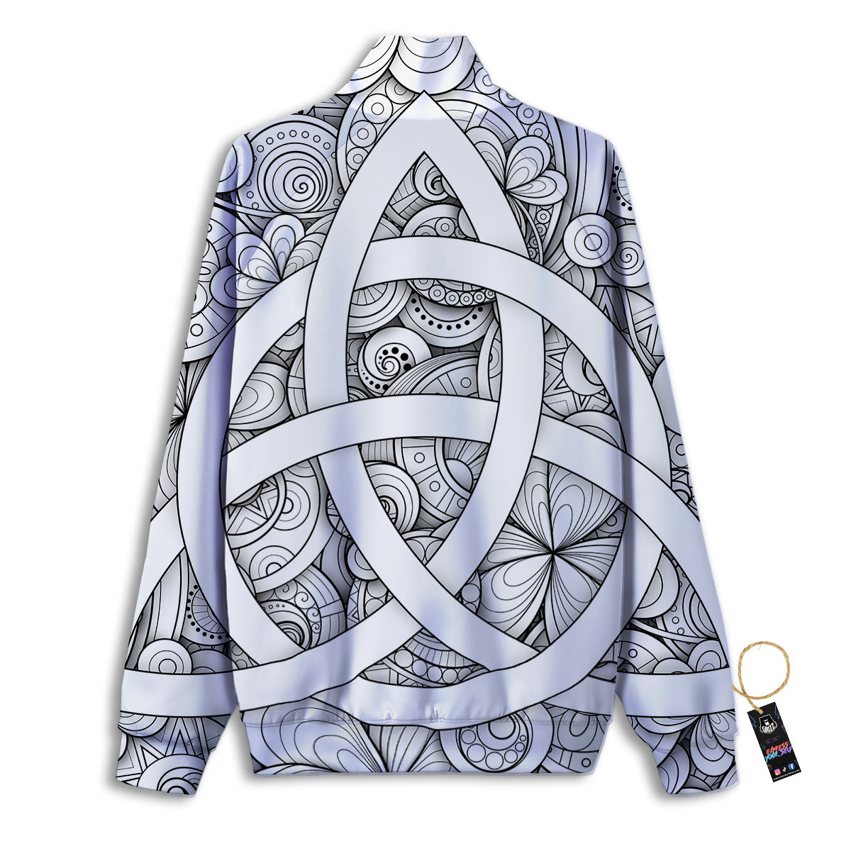 Celtic Trinity Knot White Symbol Print Track Jacket-grizzshop