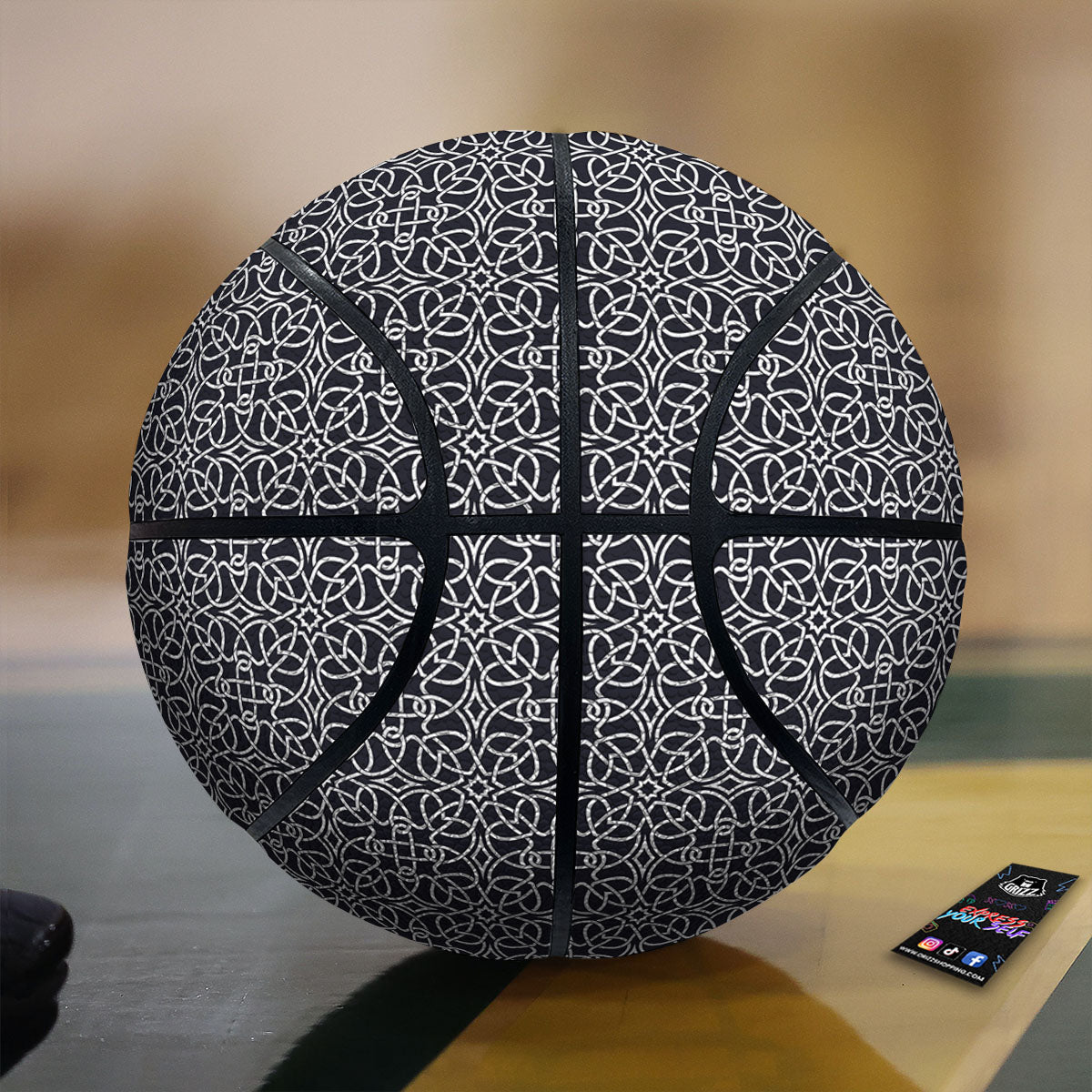 Celtic White And Black Print Pattern Basketball-grizzshop