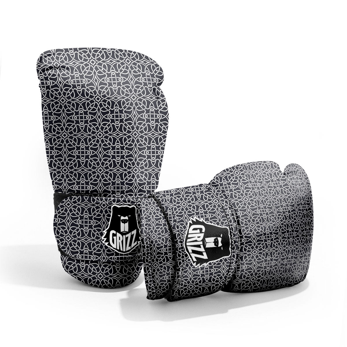 Celtic White And Black Print Pattern Pro Boxing Glove