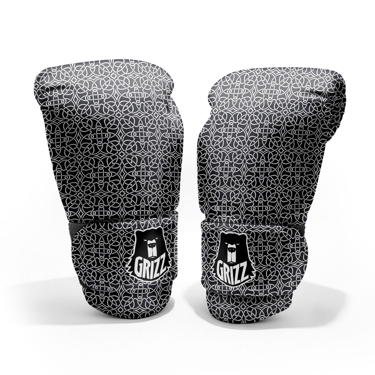 Celtic White And Black Print Pattern Pro Boxing Glove