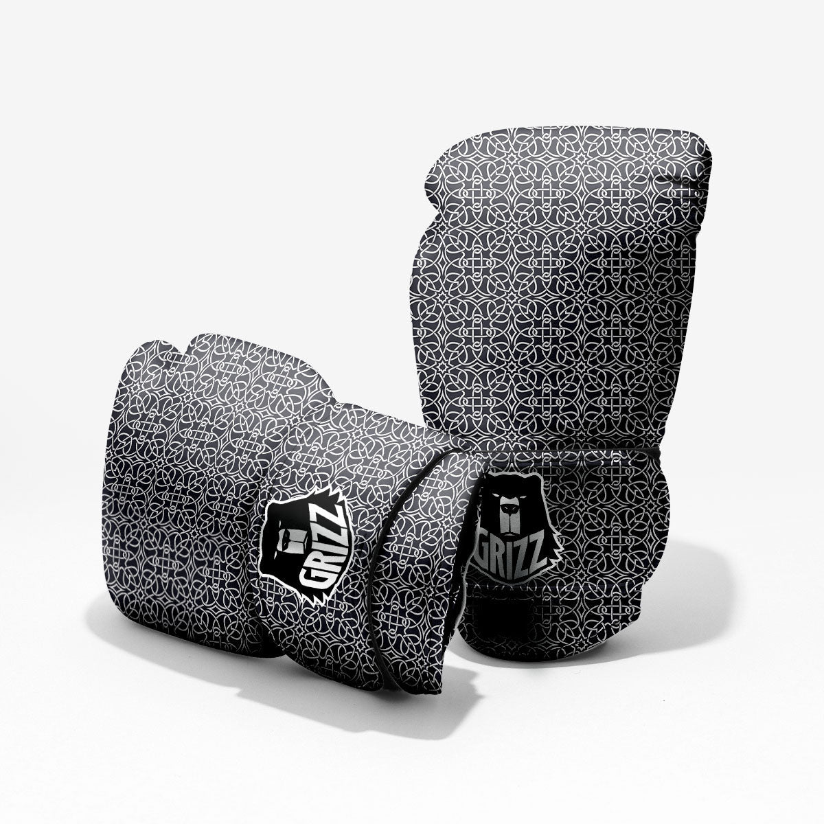 Celtic White And Black Print Pattern Pro Boxing Glove