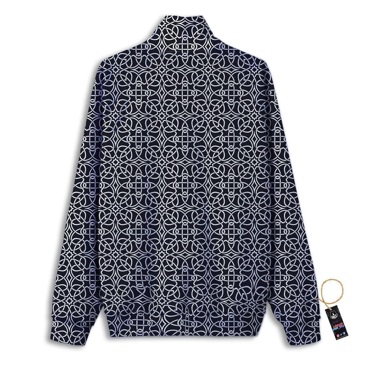 Celtic White And Black Print Pattern Track Jacket-grizzshop