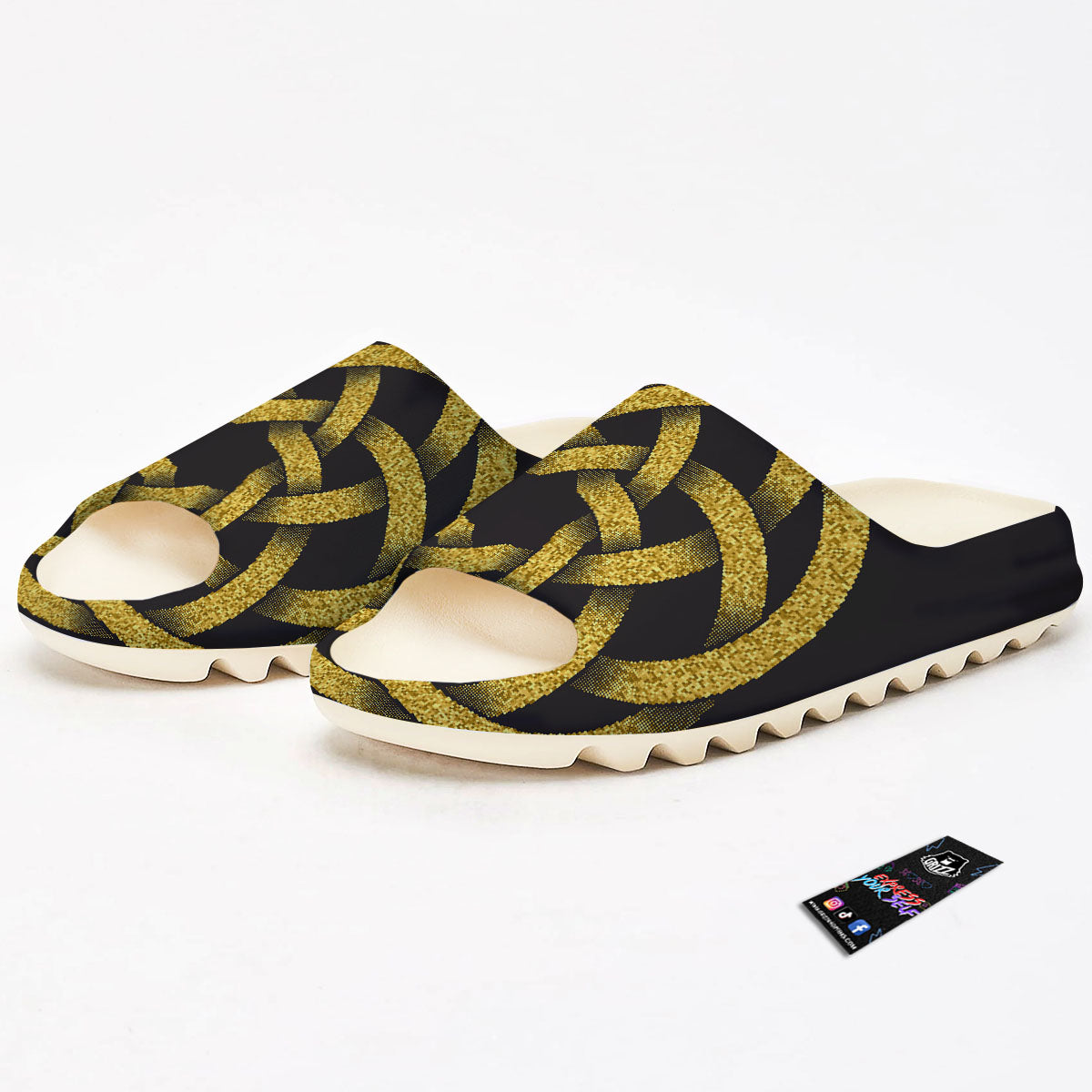 Celtic Knot Symbol Gold Circle Print Sandals-grizzshop