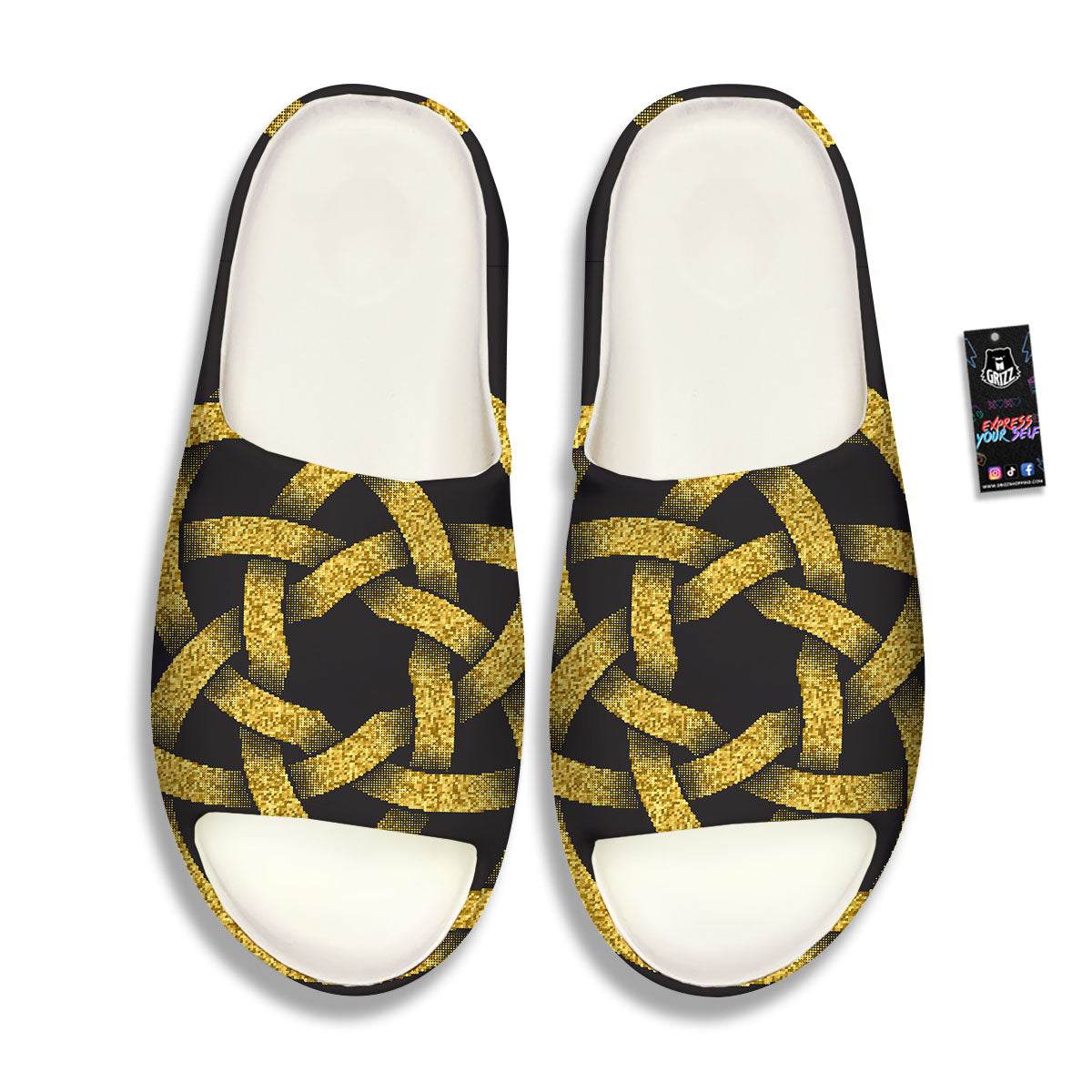 Celtic Knot Symbol Gold Circle Print Sandals-grizzshop