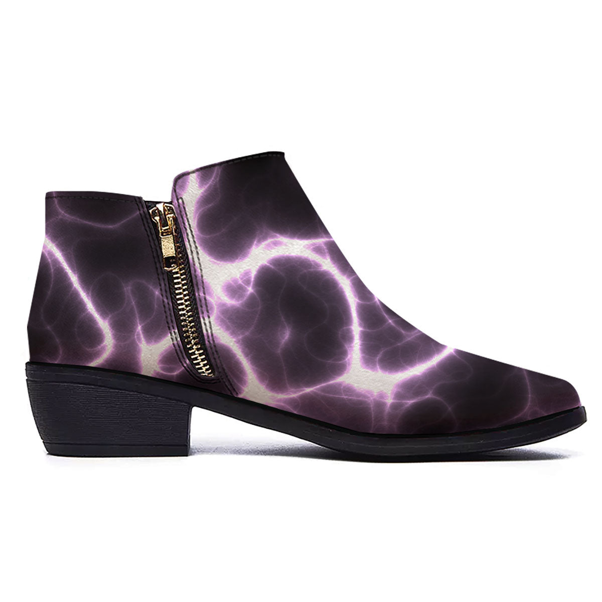 Chain Lightning Print Ankle Boots-grizzshop