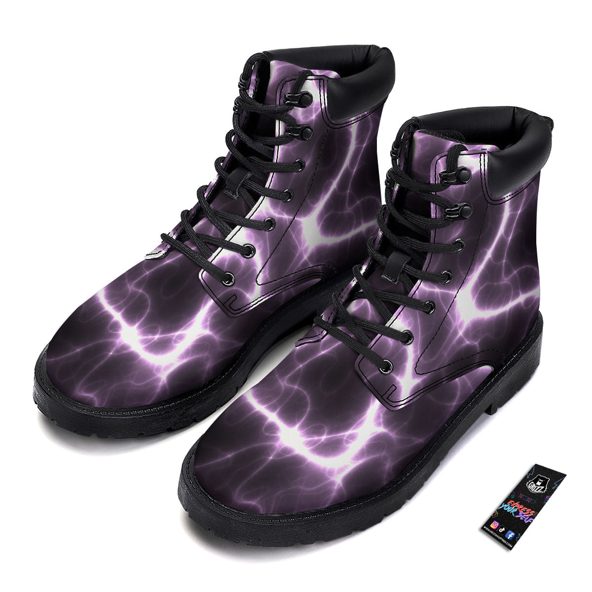 Chain Lightning Print Boots-grizzshop