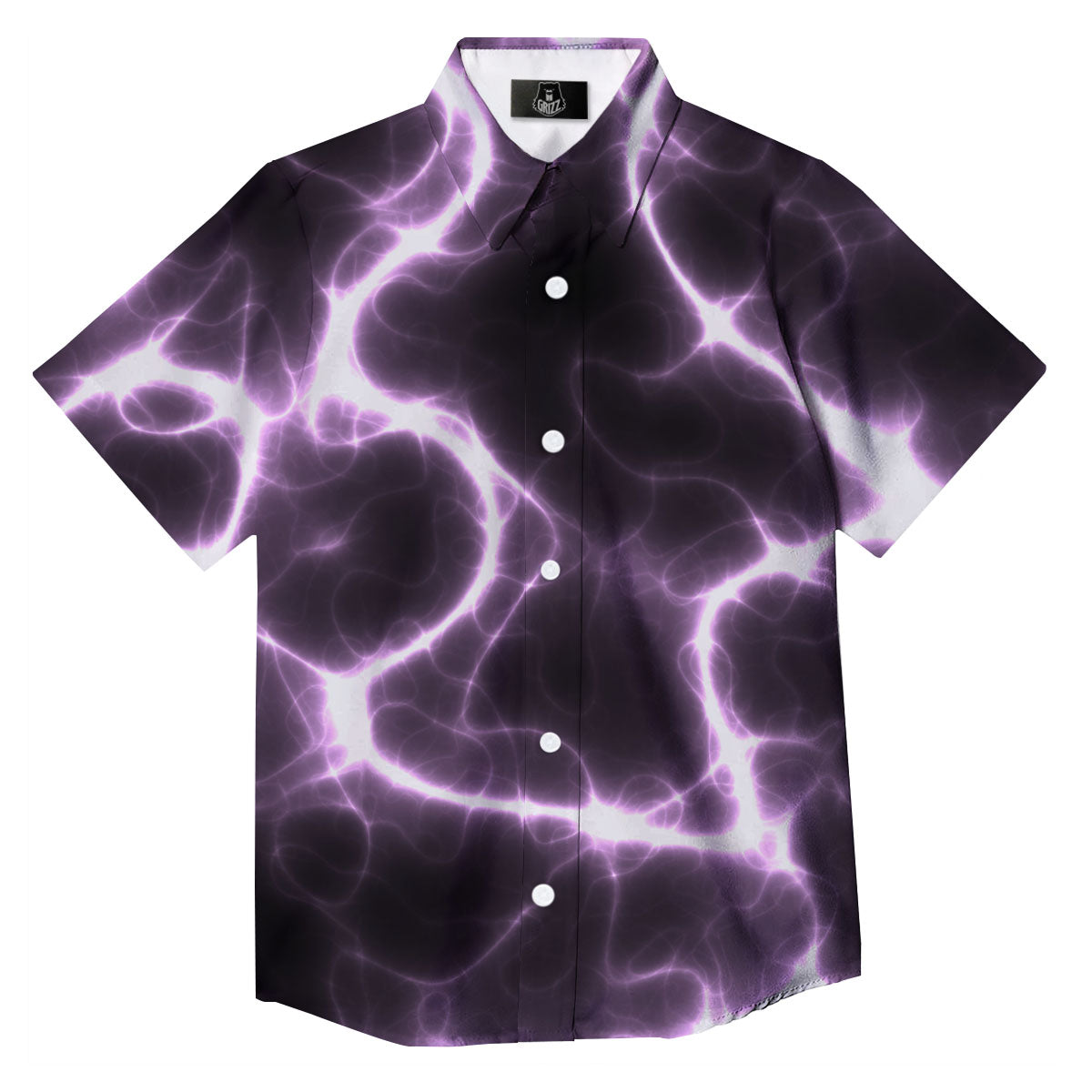 Chain Lightning Print Button Up Shirt-grizzshop