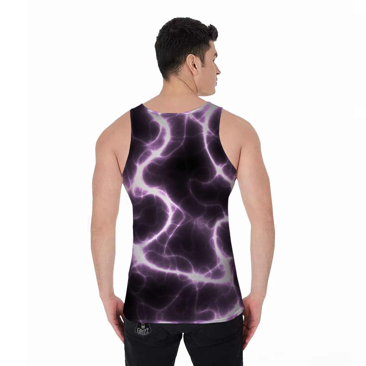 Chain Lightning Print Men's Tank Top-grizzshop