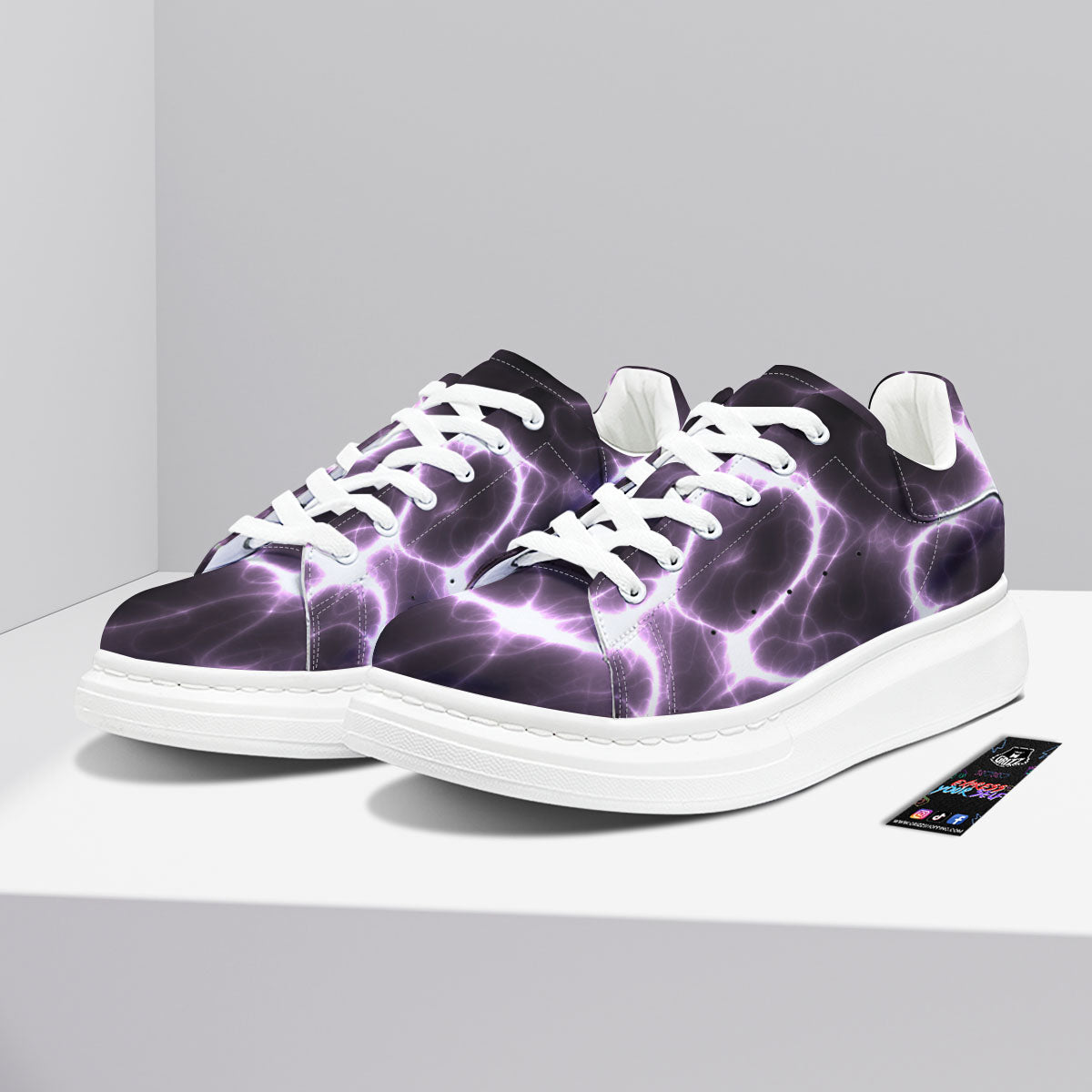 Chain Lightning Print Platform Shoes-grizzshop