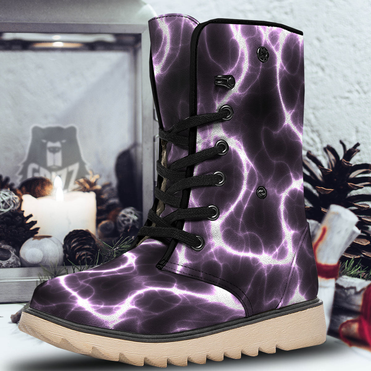 Chain Lightning Print Snow Boots-grizzshop