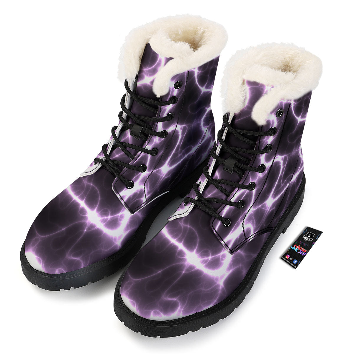 Chain Lightning Print Winter Boots-grizzshop