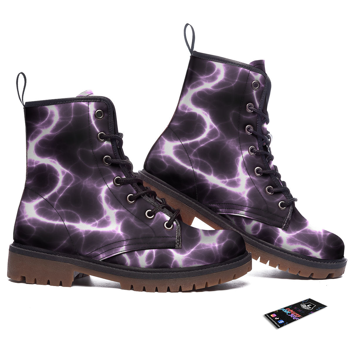 Chain Lightning Print Work Boots-grizzshop