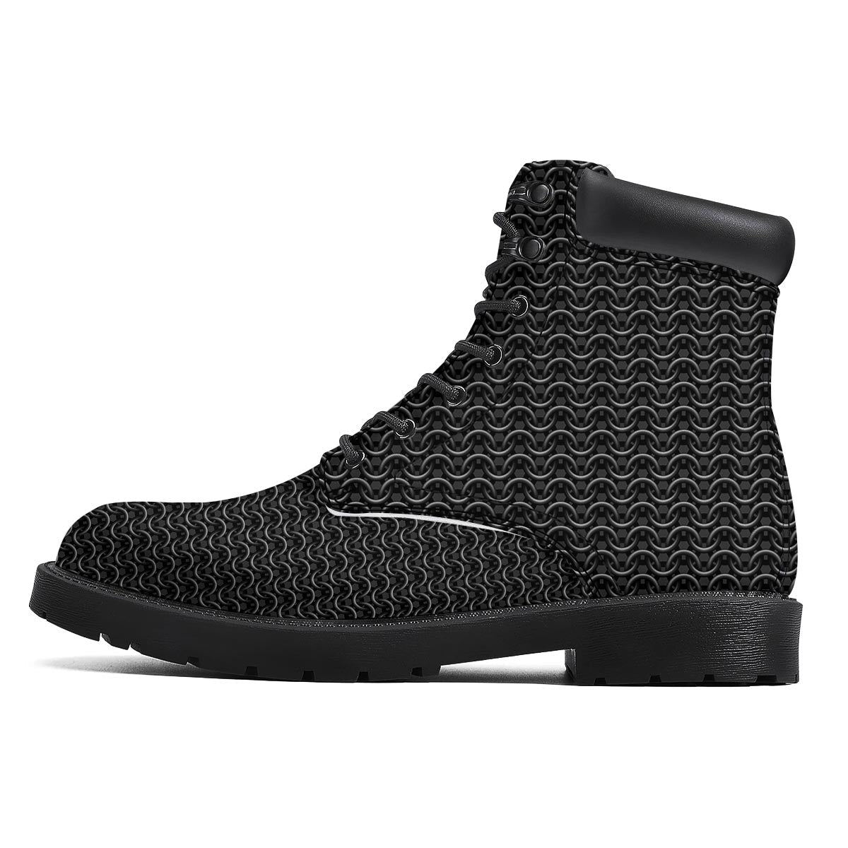 Chainmail Black Print Pattern Boots-grizzshop