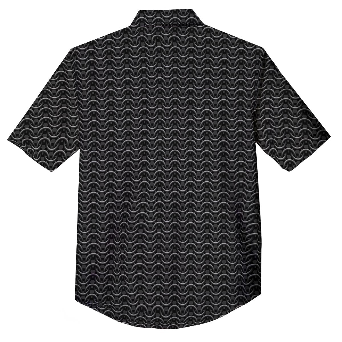 Chainmail Black Print Pattern Button Up Shirt-grizzshop