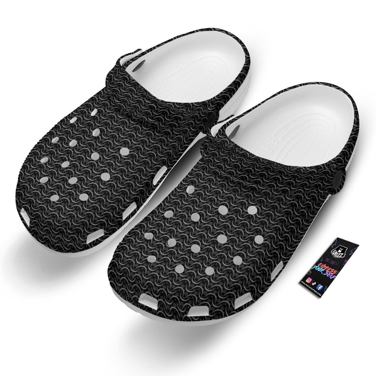 Chainmail Black Print Pattern Clog-grizzshop