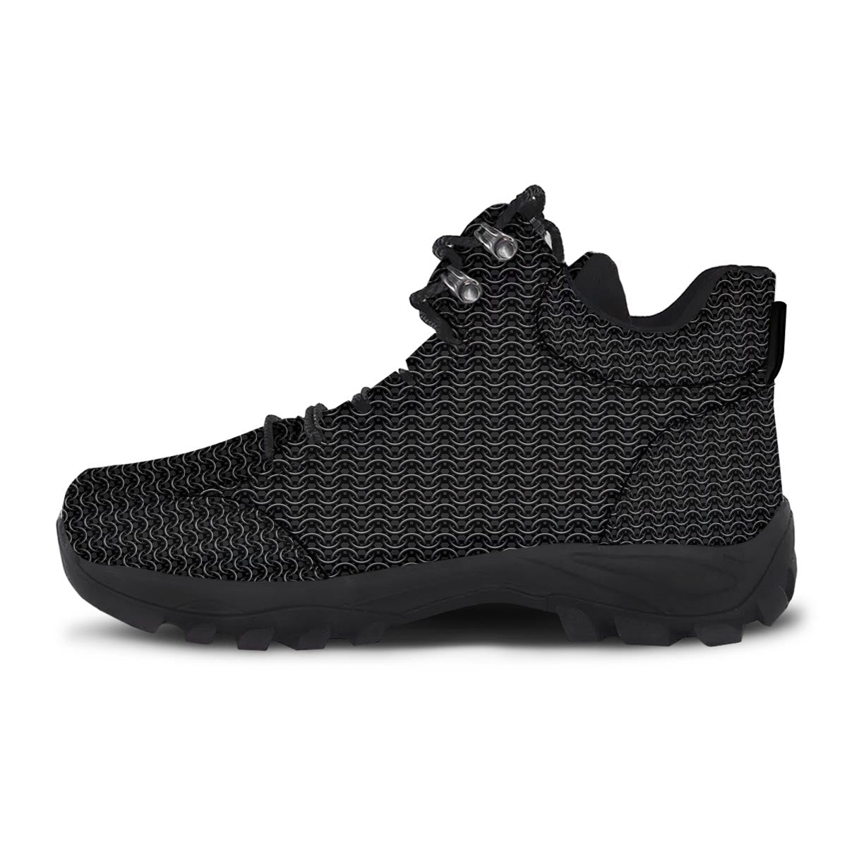 Chainmail Black Print Pattern Hiking Shoes-grizzshop