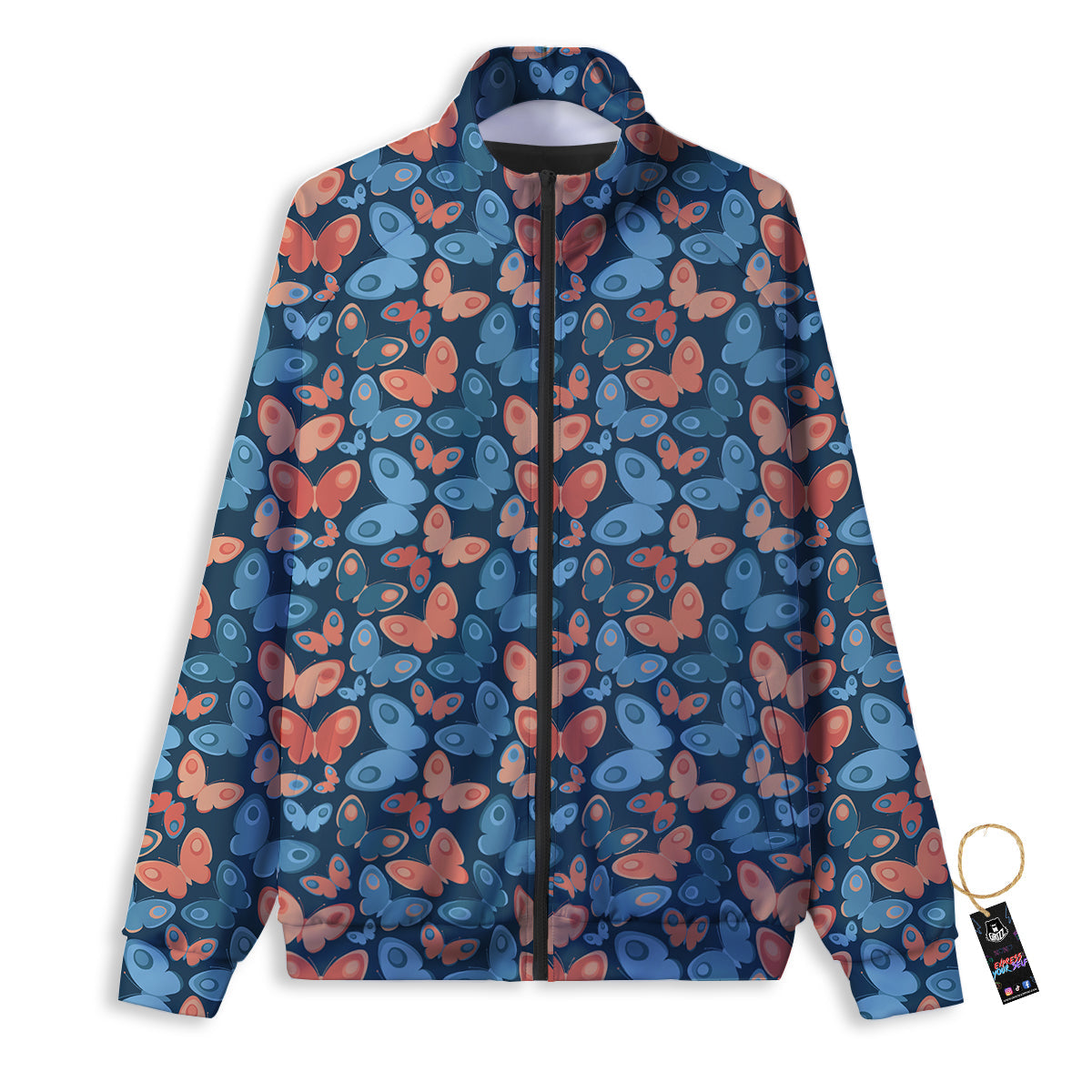 Chainmail Black Print Pattern Track Jacket-grizzshop