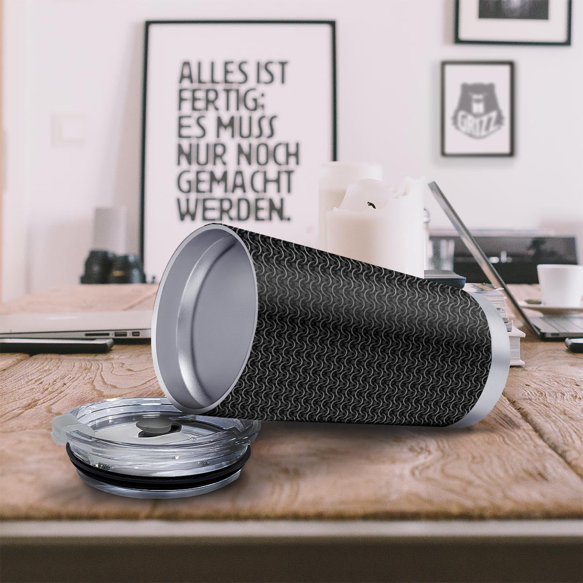 Chainmail Black Print Pattern Tumbler-grizzshop