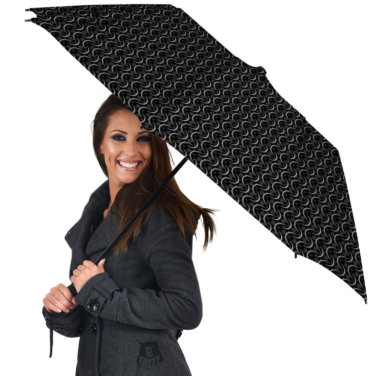 Chainmail Black Print Pattern Umbrella-grizzshop