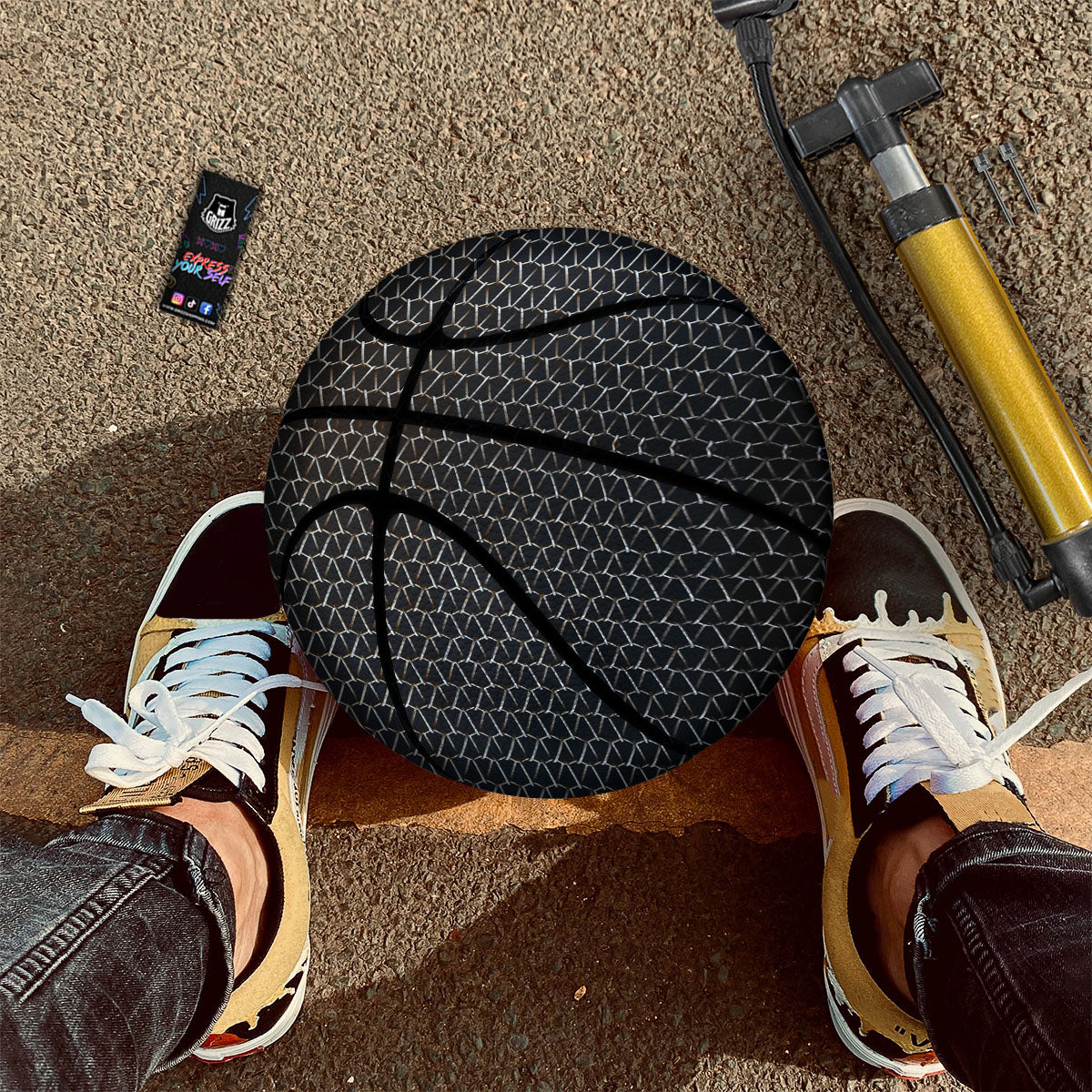 Chainmail Metal Print Pattern Basketball-grizzshop
