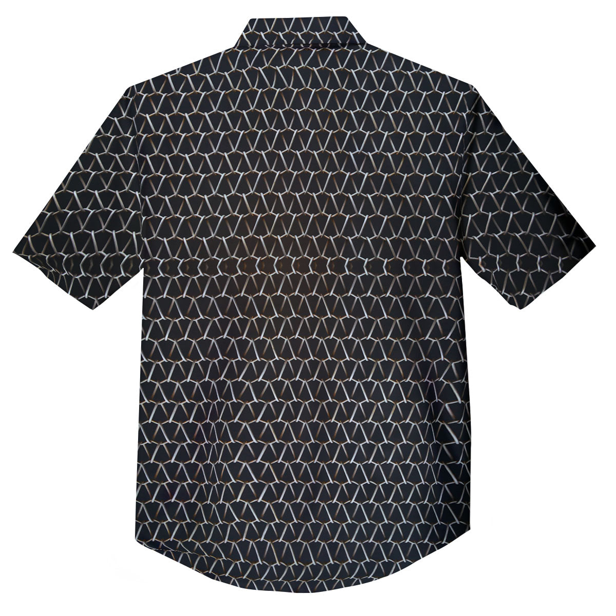 Chainmail Metal Print Pattern Button Up Shirt-grizzshop