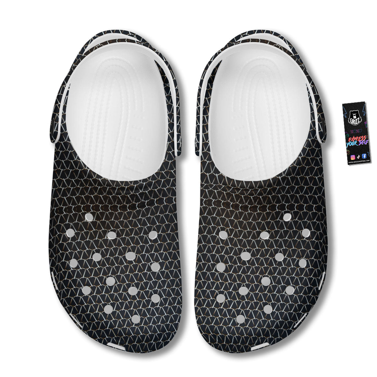 Chainmail Metal Print Pattern Clog-grizzshop