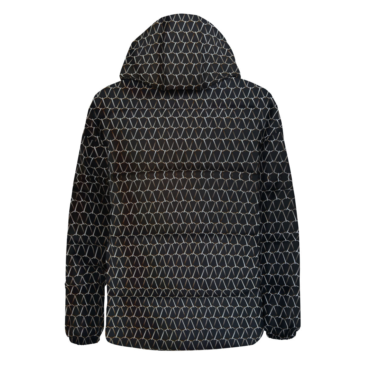 Chainmail Metal Print Pattern Down Jacket-grizzshop