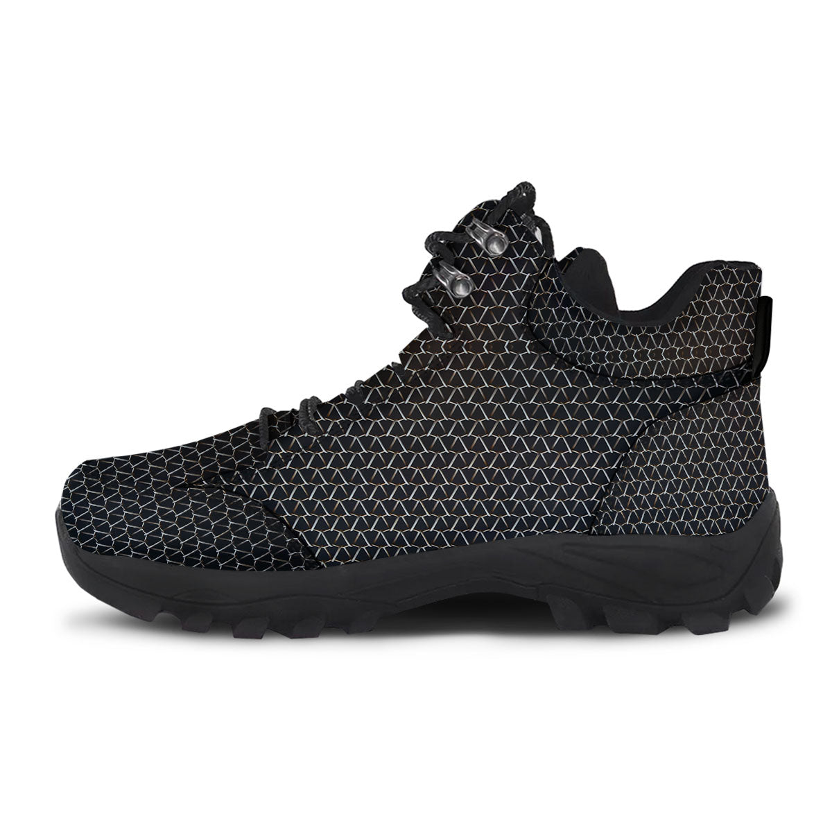 Chainmail Metal Print Pattern Hiking Shoes-grizzshop