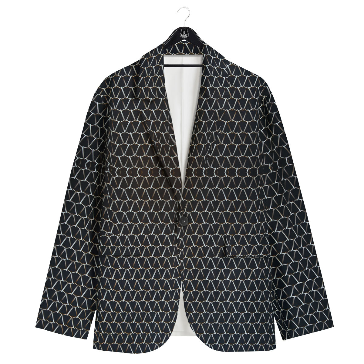 Chainmail Metal Print Pattern Men's Sport Coat-grizzshop