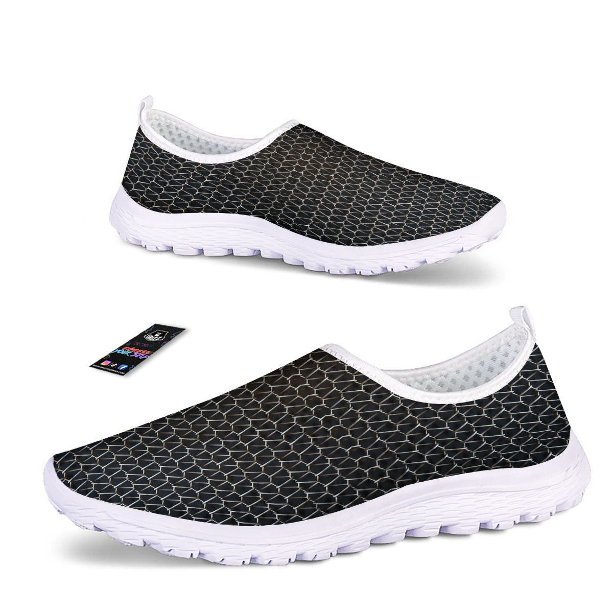 Chainmail Metal Print Pattern Nurse Shoes-grizzshop